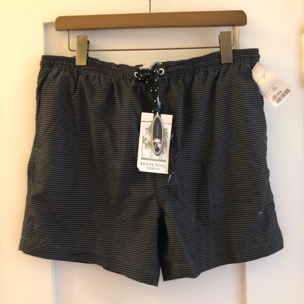 Black stripe swim trunks